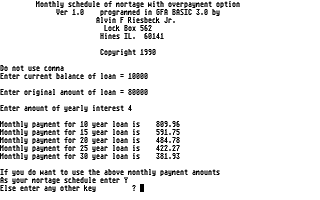 Monthly Schedule of Mortage with Overpayment Option